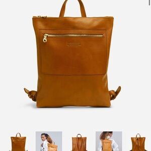 Parker Clay Cognac Leather Convertible Backpack Tote